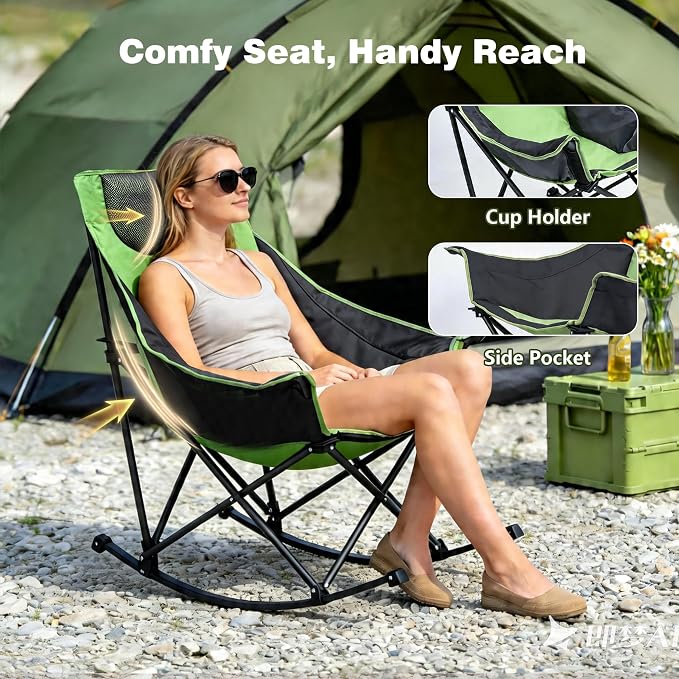 SUNNYFEEL Oversized Rocking Camping Chair 2 Pack, Fully Padded Patio Chair - Image 4