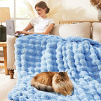 L'AGRATY Faux Rabbit Fur Throw Blanket - Image 2