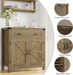HOSTACK Coffee Bar Cabinet, Kitchen Storage Cabinet, Modern Farmhouse Buffet - Image 7