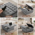 Tbfit Large Square Storage Ottoman Bench, Tufted Upholstered Coffee Table - Image 3