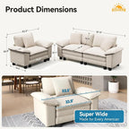 SUNSHINE VALLEY 87.5'' Oversized Loveseat Couch and Chair Set, 3-Seat Chenille - Image 2