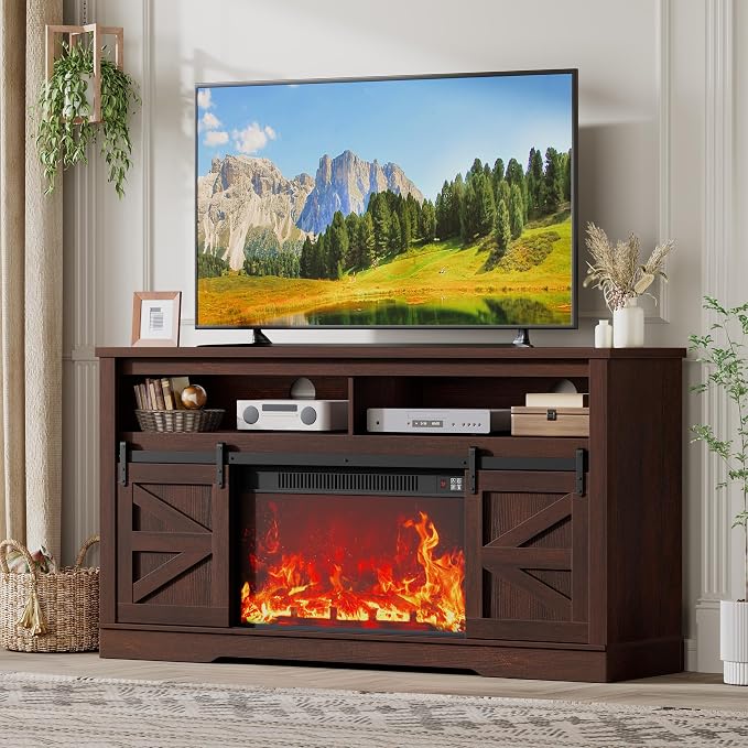 JUMMICO Fireplace TV Stand for 65+ Inch TV by JUMMICO