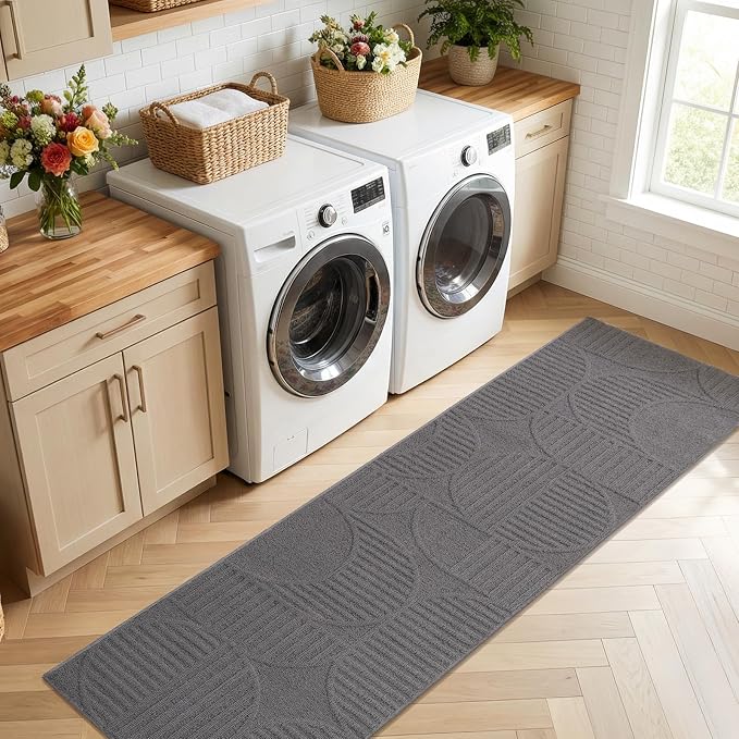 Findosom Washable Runner Rug 2x8, Geometric High-Low Textured Non Slip Hallway - Image 8
