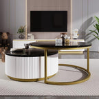 27.6" Modern Round Nesting Coffee Table Fluted - Image 5