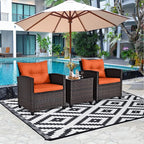 HAPPYGRILL 3 Pieces Patio Conversation Set, Outdoor Furniture Set PE Rattan - Image 3