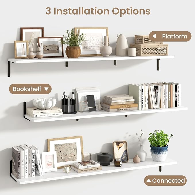 Fun Memories Deep Floating Shelves, 55W x 8D Floating Shelves Set of 2 - Image 5