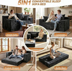 Loveseat Sofa Bed, Convertible Silky Velvet 5-in-1 Foldable Boneless Sleeper - Image 3