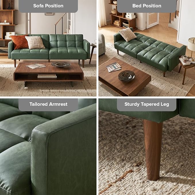 mopio 76.4" Futon Sofa Bed, Sleeper Sofa, Mid Century Modern Futon Couch - Image 5