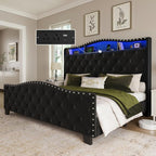 Belffin Queen Size Bed Frame and Headboard, 50.9" Velvet Upholstered Wingback by Belffin