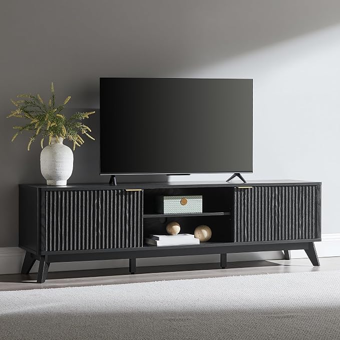 OKD 70" Mid Century Modern Fluted TV Stand, Entertainment Center, Media Console - Image 3