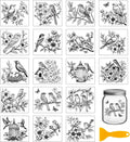GLOBLELAND 18 Sheets Black and White Flowers Birds Transfer Stickers by GLOBLELAND