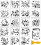 GLOBLELAND 18 Sheets Black and White Flowers Birds Transfer Stickers by GLOBLELAND