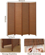 4 Panel Room Divider and Extra Wide Folding Privacy Screen, Bamboo Room Divider - Image 3