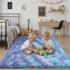 Area Rug Living Room Bedroom: 5x7 Fluffy Plush Shag Carpet Rainbow | - Image 7