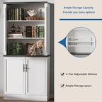 Bookshelf with Doors, Floor Standing Display Storage Cabinet - Image 5