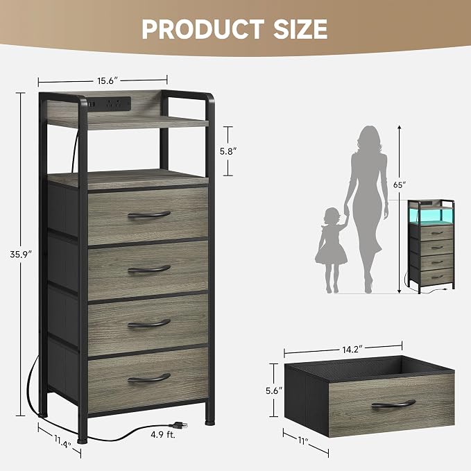 Lazzanto Grey NightStand with Charging Station - Image 3