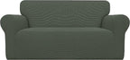 Easy-Going Stretch Loveseat Couch Covers Washable Olive Green | 1-Piece by Easy-Going