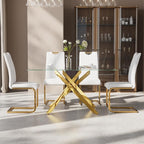 5-Piece Dining Table Set for 4, Modern Rectangular Glass Table - Image 3