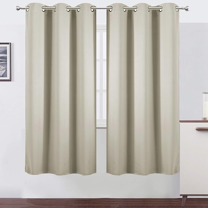 Light Beige Thermal Blackout Curtains/42 x 72 Inch/Set of 2 Panels Room by Lemomo