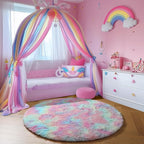 Amdrebio Rainbow Unicorn Pastel Round Circle Rug 5Ft - Image 9