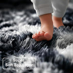 Amdrebio Black White Grey Large Fur Rug 8x10 - Image 2