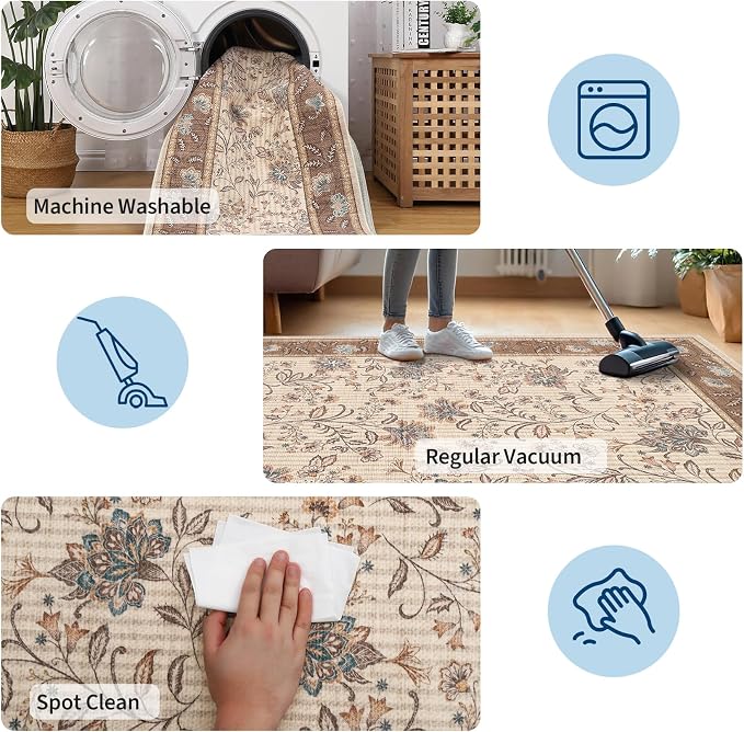 GarveeHome Small Brown Entryway Rug 2x3 Washable Front Door Rug Doormat | Low - Image 7