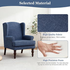 HUIMO Printed Wingback Accent Chair, Linen Upholstered High Back Armchair - Image 4