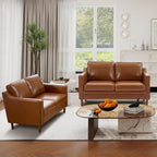 Kingfun 56" Faux Leather Sofa, Loveseat Couch, Mid Century Modern Love Seat - Image 5