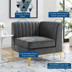Modway EEI-3983-GRY Triumph Channel Tufted Performance Velvet Sectional Sofa - Image 6