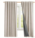 NICETOWN 100% Black Out Curtains 72 inch Long Linen Textured Set of 2 | Classic by NICETOWN