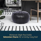 Marrakesh Gallery Genuine Leather Round Pouf Unstuffed - Image 2