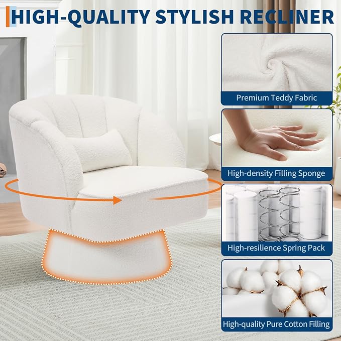 Garvee Ultra-Plush Swivel Accent Chair, 360° Barrel Lounge Chair - Image 7