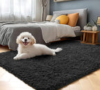 Black Rugs for Bedroom, 3x5 Fluffy Bedside Small Area Rug, Soft Plush Fuzzy - Image 5