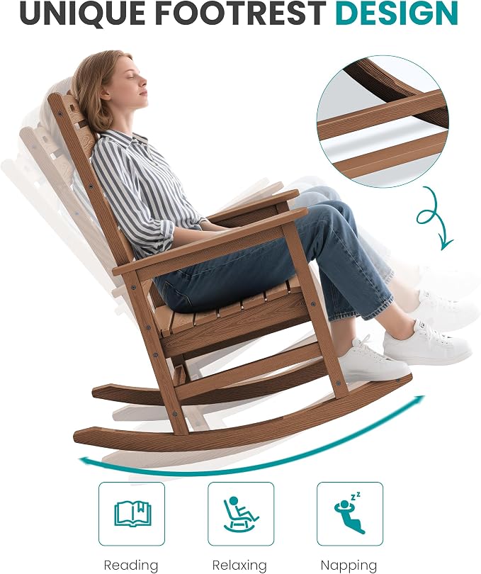 SERWALL Outdoor Rocking Chair, Oversized Rocking Chair - Image 7