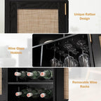 SICOTAS Rattan Coffee Bar Cabinet, Modern Liquor Cabinet - Image 6