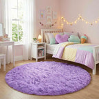 Amdrebio Purple Fluffy Round Kids Area Rug 5Ft - Image 3