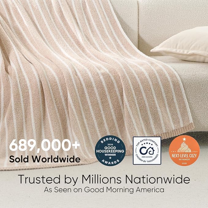 Snuggle Sac Ultra Soft Beige Throw Blanket - Image 3