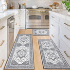 HEBE Boho Kitchen Rugs Set of 3, Non Slip Washable Kitchen Mats - Image 3