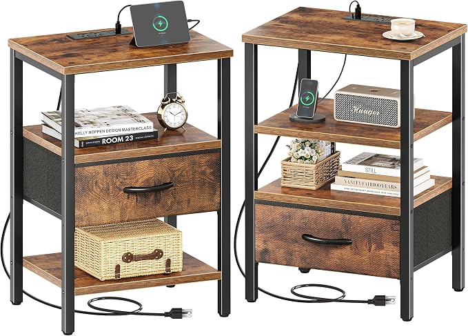 SUPERJARE Nightstand Set of 2, Bed Side Tables by SUPERJARE