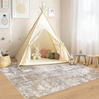UERMEI Square Area Rugs : Washable 5x5 Neutral Modern Abstract Carpet - Image 5