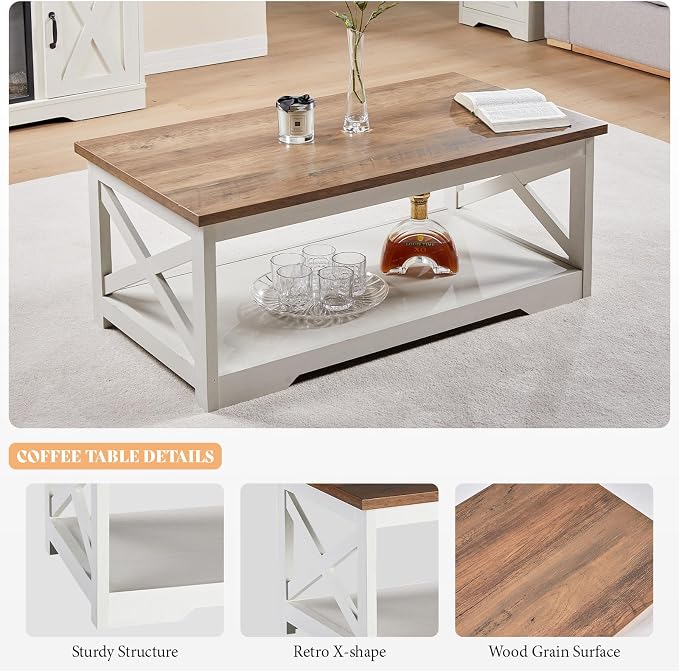 AMERLIFE 5-Piece Farmhouse Table Set Include 63" TV Stand - Image 7