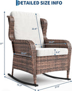 GarveeLife Single Wicker Rocking Chair, Classic Rattan Rocker - Image 4