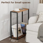 Homleke Narrow Side Table with Magazine Holder, Skinny End Table Perfect - Image 5