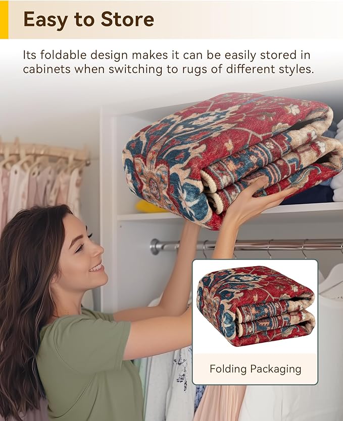 RELEANY Washable Area Rug, Small 2'x4', Water Repellent, Pet Friendly, Vintage - Image 5