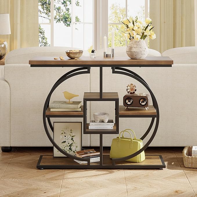 GiftGo Narrow Console Table for Entryway Industrial 4-Tier Sofa Table Behind - Image 3