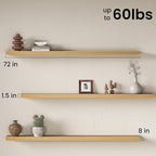 Fun Memories 72Inch Long Floating Shelves, 8 Inch Deep Shelves - Image 3