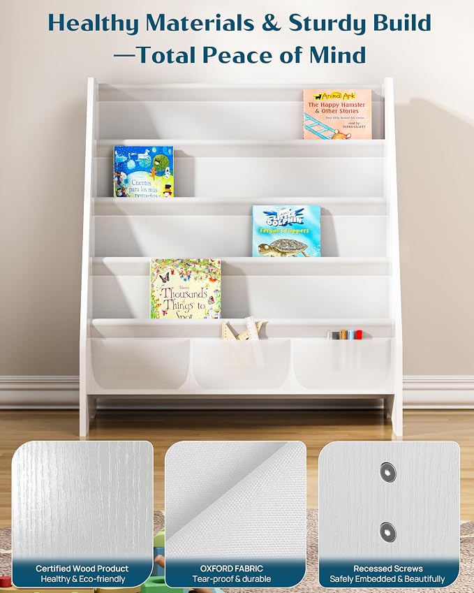 SEIRIONE Sturdy Kids Bookshelf, 4-Tier Book Shelf - Image 3