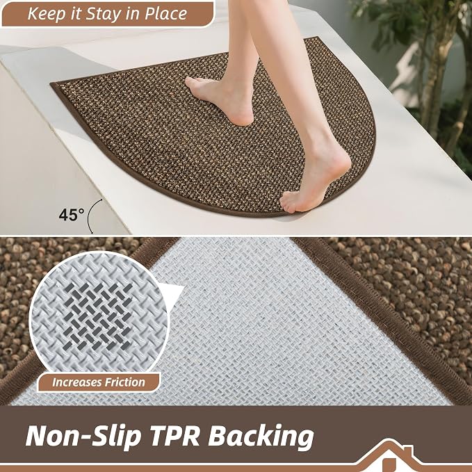 BEQHAUSE Dirt Trapper Door Mat 36" x 60" Half Circle Non Slip Rugs, Absorbent - Image 5
