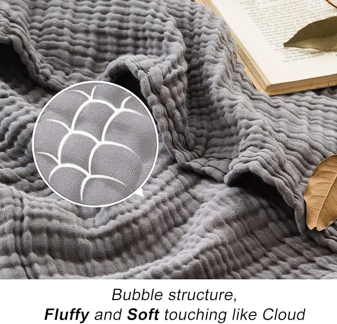 EMME Muslin Blankets for Adults Throw Blanket for Couch Breathable Gauze Soft - Image 5