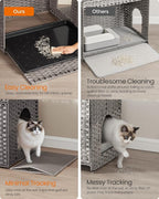Feandrea Cat Litter Box Enclosure, Handwoven Rattan Hidden Litter Box Furniture - Image 3